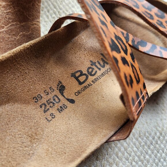 Birkenstock Betula Brown Leopard 250 Soft Footbed Sandals 3 Strap Womens 8 EU 39 - Picture 3 of 6